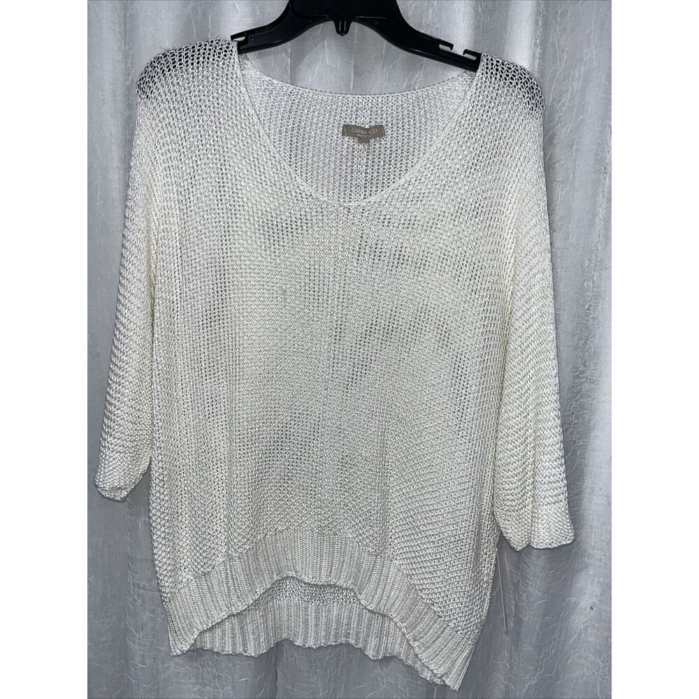 Carina Ricci Women's Sweater White Open Knit Size Large